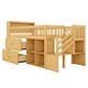preview thumbnail 9 of 20, Wooden Loft Bed with Hanging Rod, LED, Bookshelf, Stairs, Storage Drawers and Shelves, Twin Size