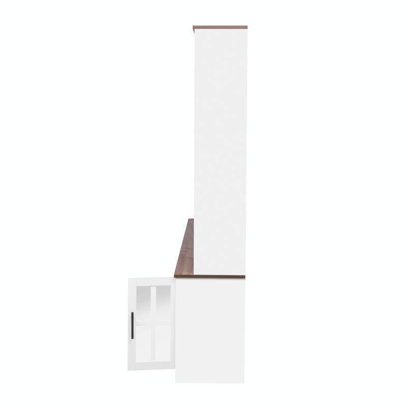 Modern 95.5" Wall Unit TV Stand for TVs up to 80" with Bookshelves, Cabinets, Glass Doors