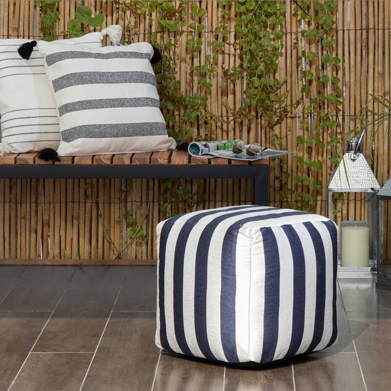 Jani Cape May Indoor/Outdoor 18" x 18" Square Pouf Ottoman
