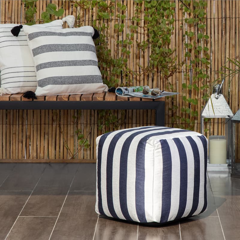 Jani Cape May Indoor/Outdoor 18" x 18" Square Pouf Ottoman
