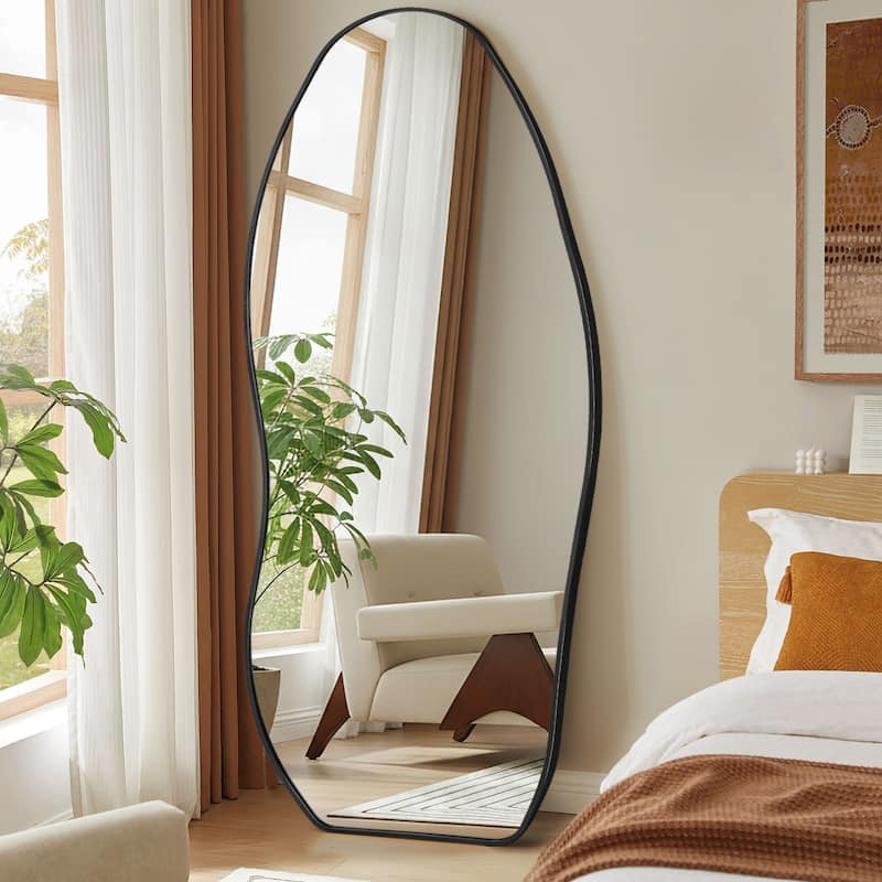 Metal Irregular Full Length Floor Mirror Freestanding Mirror Wall Mounted