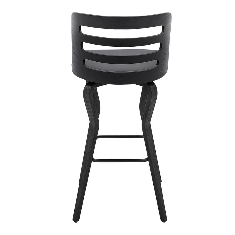Verne Walnut or Black Wood Upholstered Bar Height Swivel Barstool