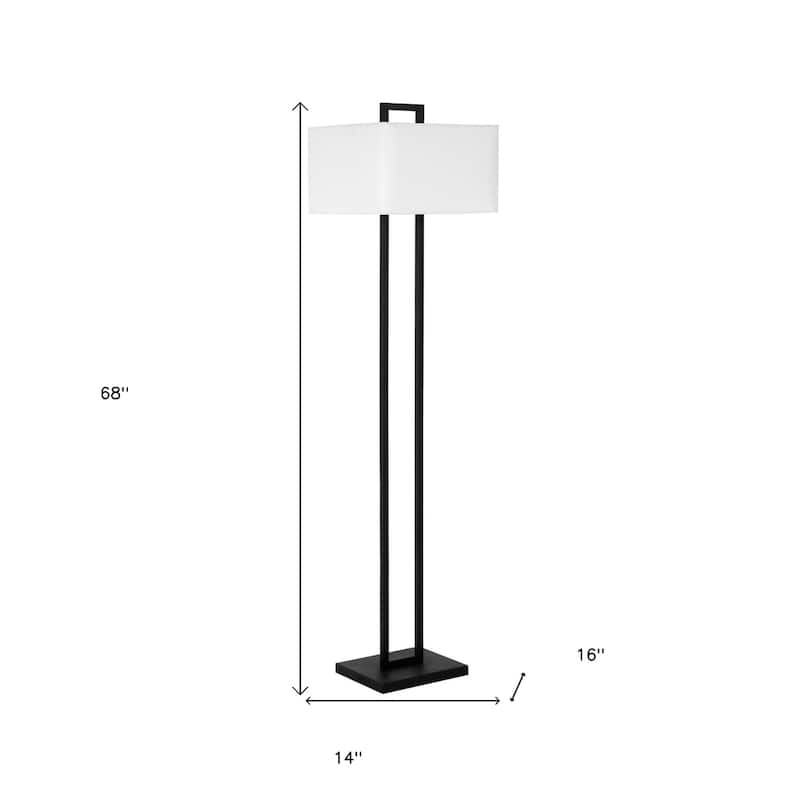 Metal Traditional Floor Lamp with Linen Shade and Rotary Socket Switch Rectangular Shape - 16” x 14” x 68” (D x W x H)
