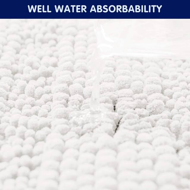 Subrtex Non-slip Bathroom Rug Chenille Soft Striped Plush Bath Mat