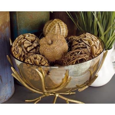 Brown Dried Plant Handmade Orbs & Vase Filler with Varying Designs (Set of 2)