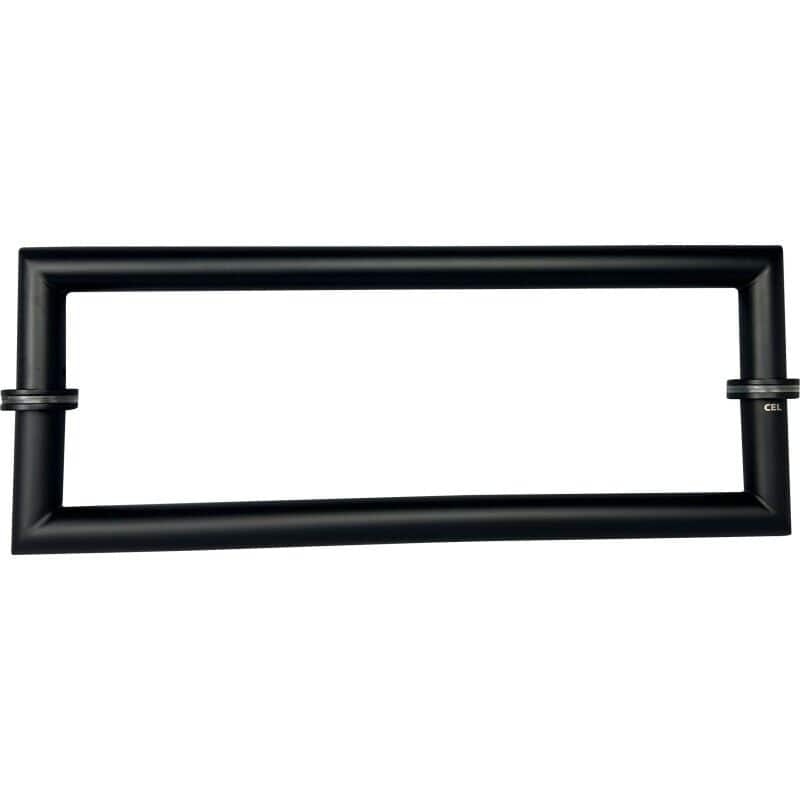 CEL 12"x 12" Mitered Corner Back to Back Shower Door Pull Handles - Matte Black