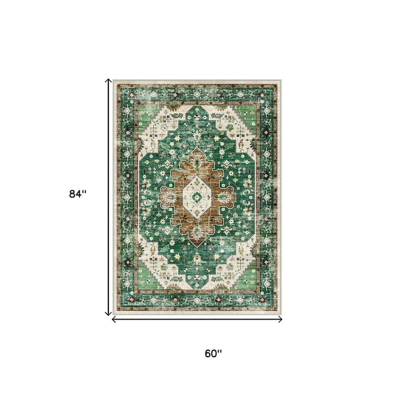 HomeRoots Medallion Traditional Rectangle Area Rug