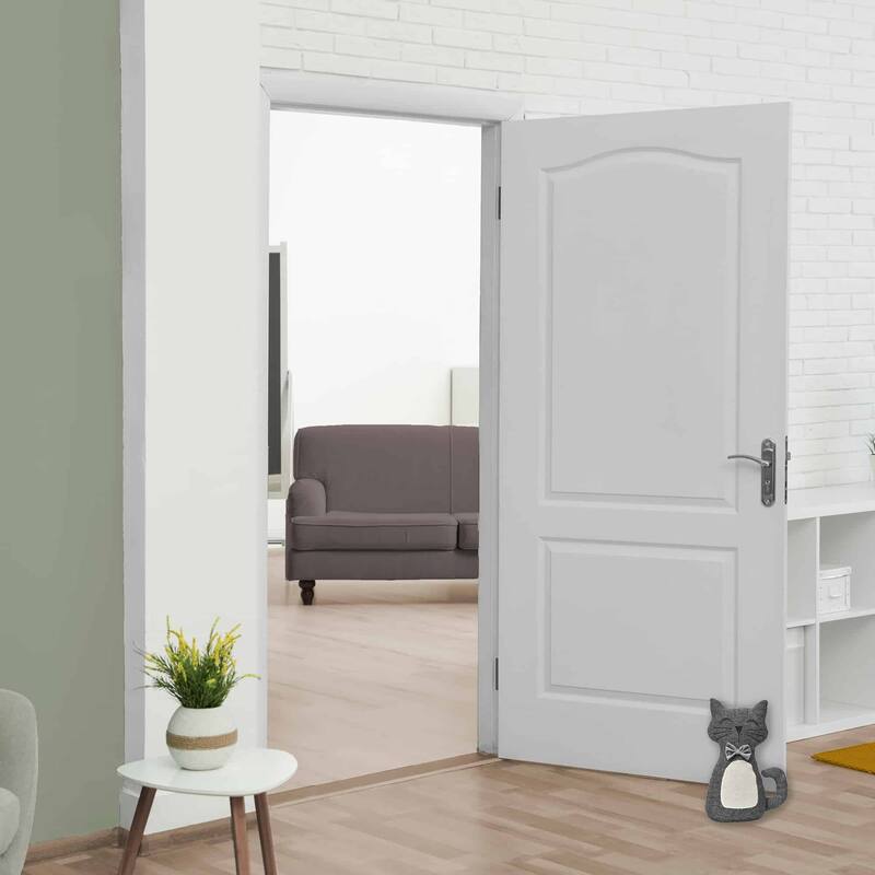 3D Cat Fabric Weighted Bag Door Stop 2.3 lbs Black White - 11"H x 8"L x 4"W