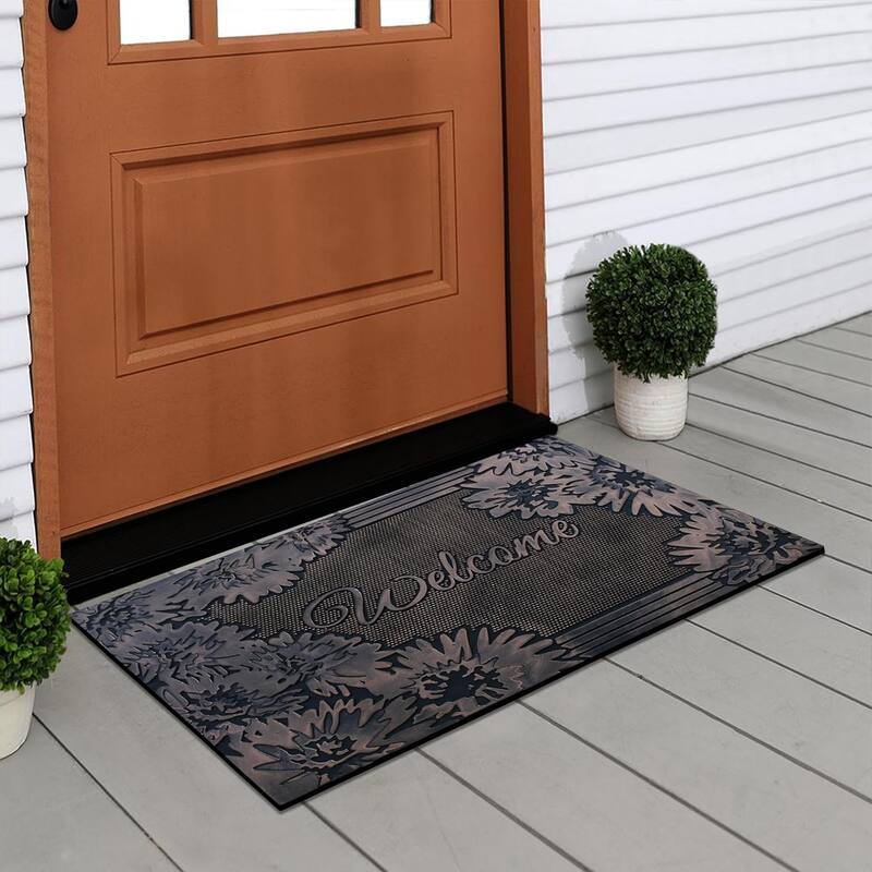 A1HC Welcome Rubber Pin Mat, Beautifully Copper Finished 18" X 30"