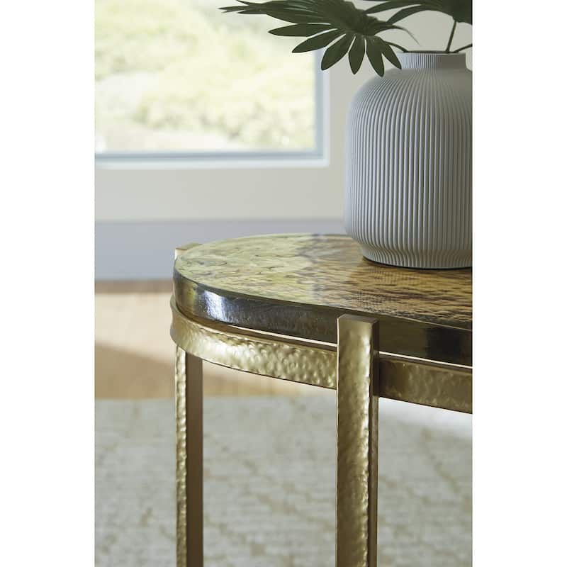 Signature Design by Ashley Porterville Metallic Accent Table - 17" W x 10.25" D x 24.38" H