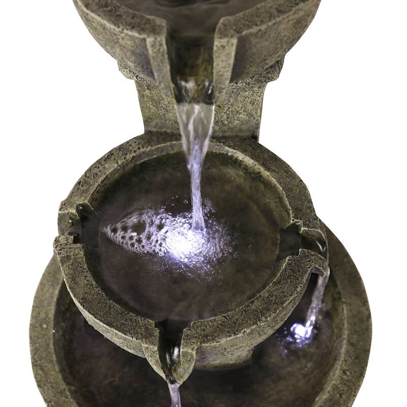 16.4'' Outdoor Water Fountain with Lights for Garden Yard Resin Decor