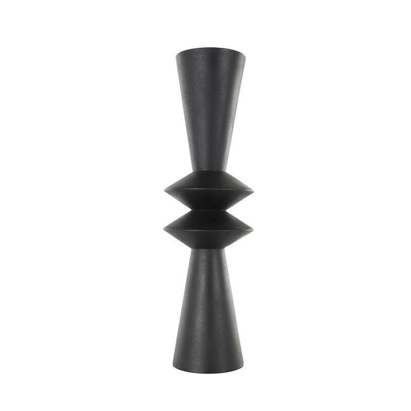Black Metal Art Deco Fluted Decorative Vase