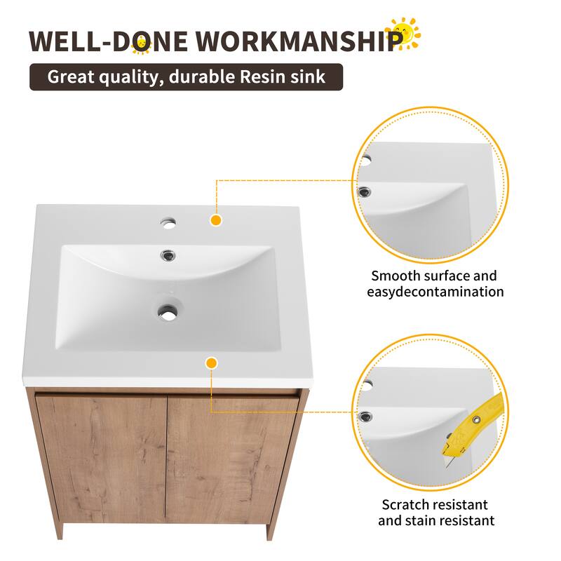 Beingnext 24''/72'' Bathroom Vanity with Sink, Freestanding Bathroom Vanity with Soft Close Doors And Adjustable Shelf