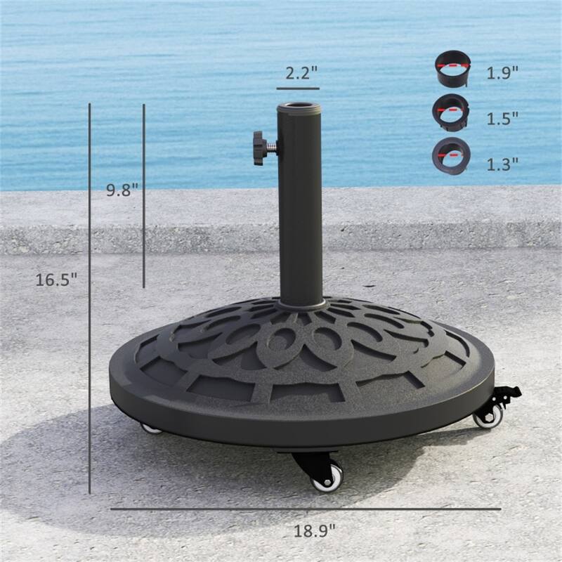 Outsunny Black Resin-Concrete Mobile Umbrella Base with Wheels Umbrellas, 46 lbs