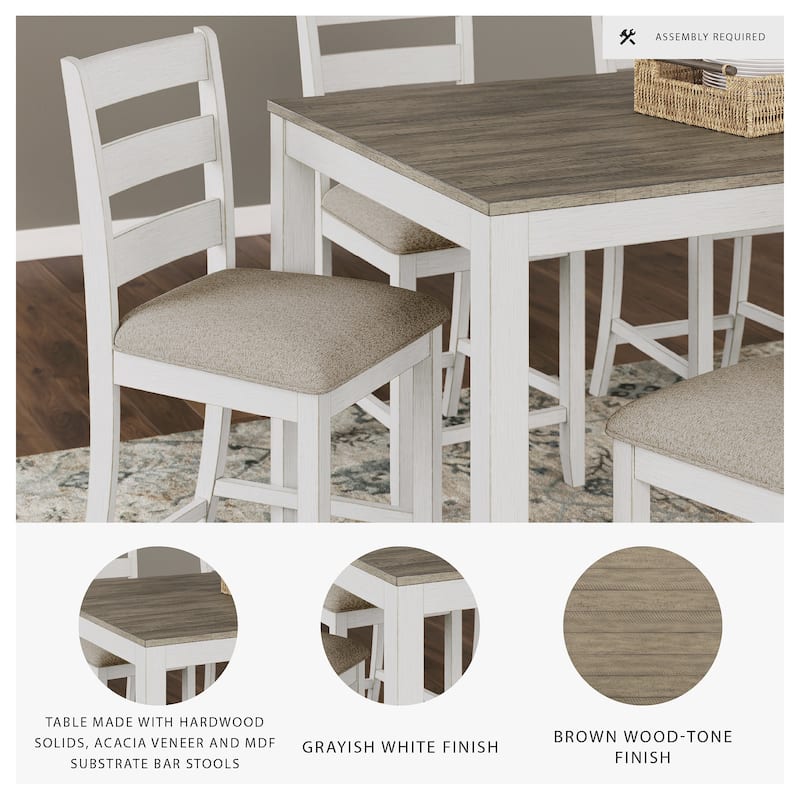 Signature Design by Ashley Skempton White Counter Height Dining Table and Bar Stools (Set of 7)