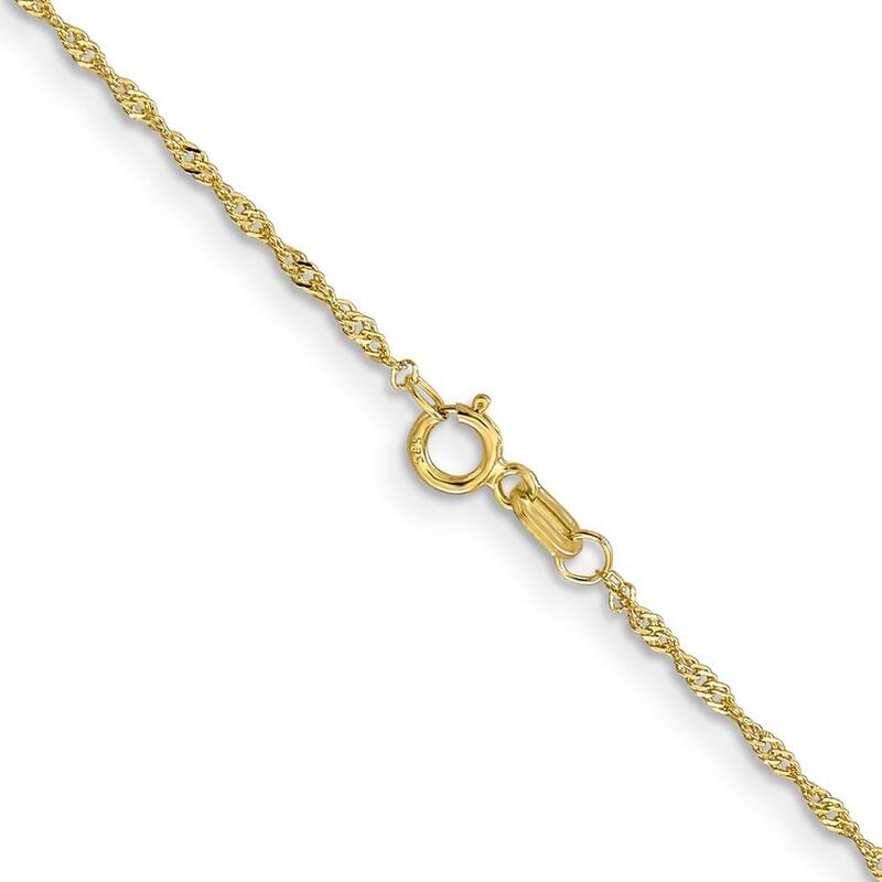 Curata 10k Yellow Gold 1.1mm Solid Singapore Chain Necklace (Spring-ring) Options: 16 18 20 24