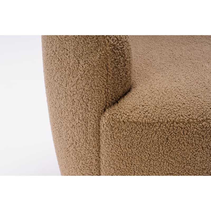 Swivel Accent Armchair Teddy Fabric Barrel Chair