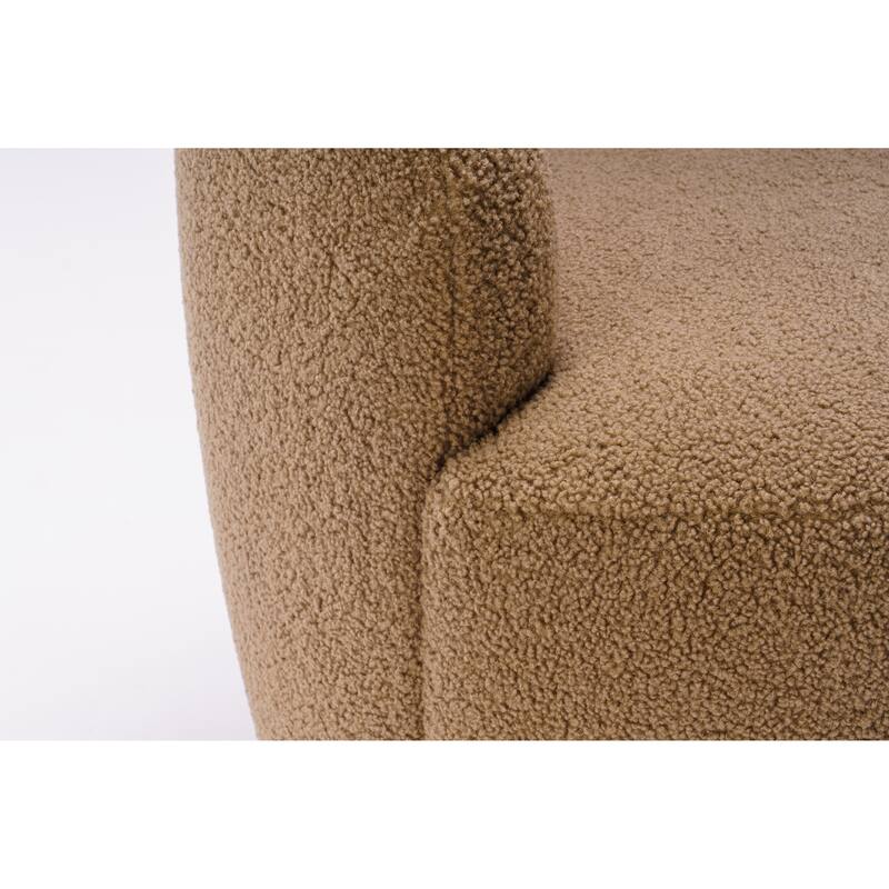 Teddy Fabric Swivel Accent Armchair Barrel Chair With Black Powder Coating Metal Ring