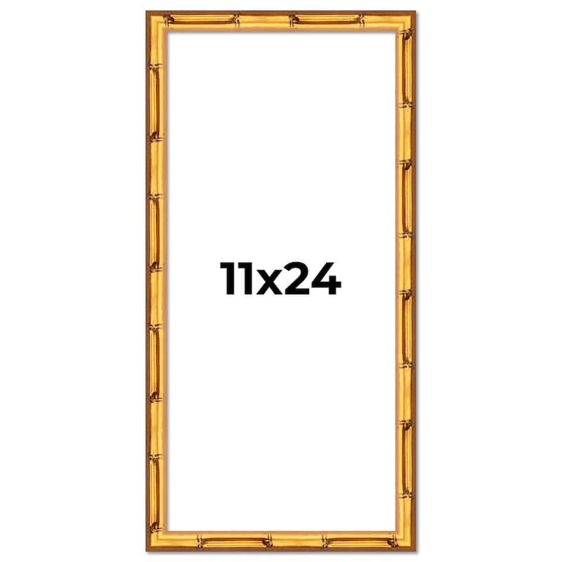 11x24 Frame Gold Bamboo Solid Wood Picture Frame | 1 Inch Moulding