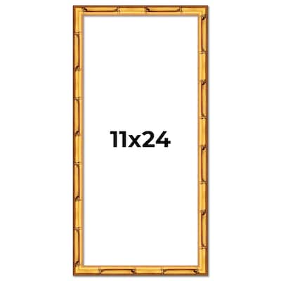 11x24 Frame Gold Bamboo Solid Wood Picture Frame | 1 Inch Moulding