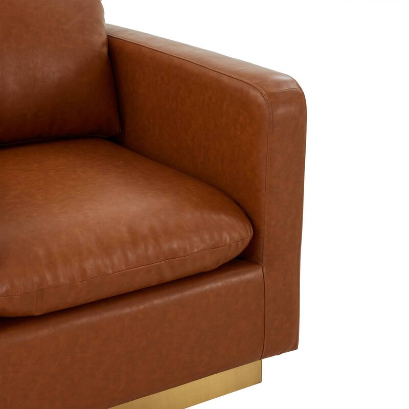 LeisureMod Nervo Modern Leather Accent Arm Chair With Gold Base - 32.75