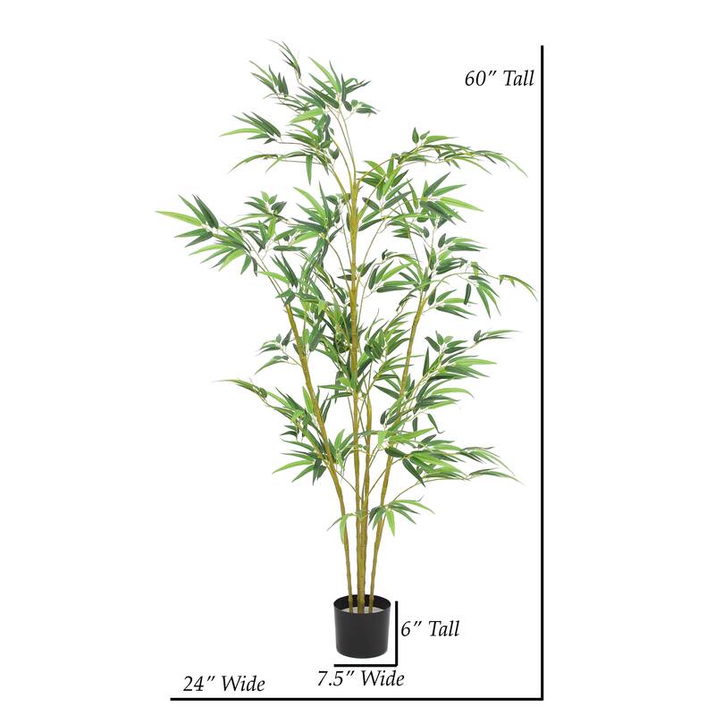 The Mod Greenhouse 60" Artificial Real Touch Bamboo Tree in Black Matte Planter's Pot