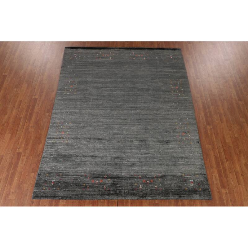 Tribal / Striped Gabbeh Oriental Area Rug Hand-Knotted Wool Carpet - 7'9" x 9'9"