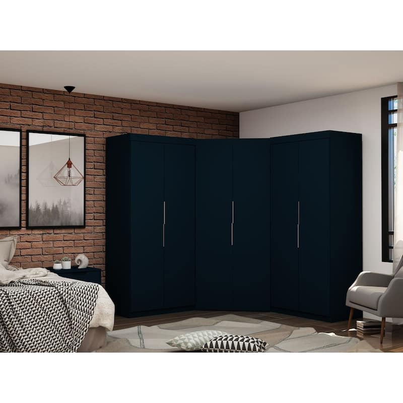Manhattan Comfort Mulberry 6-Piece Wardrobe Closet - Tatiana Midnight Blue