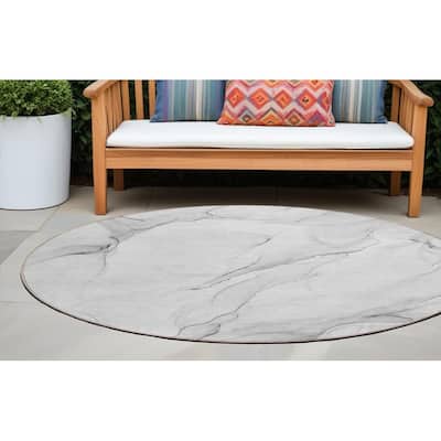 Altox Modern Art-Inspired Weather Resistant Versatile Elegance Round Outdoor Rug - 8' Round