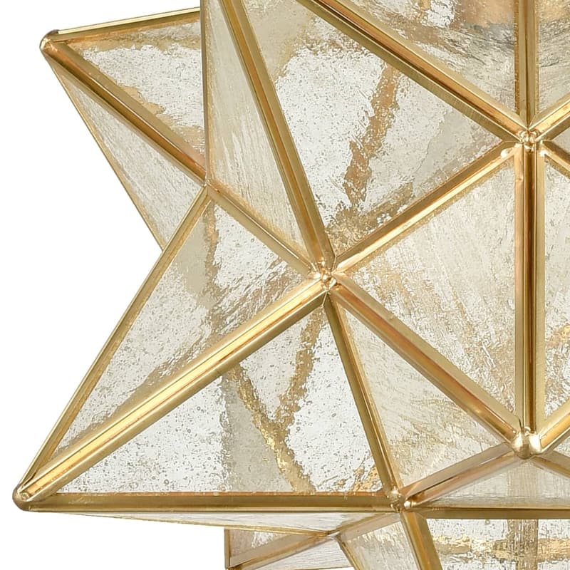 Malgrate Brass Moravian Star Pendant Light 14-inch Seeded Glass Shade