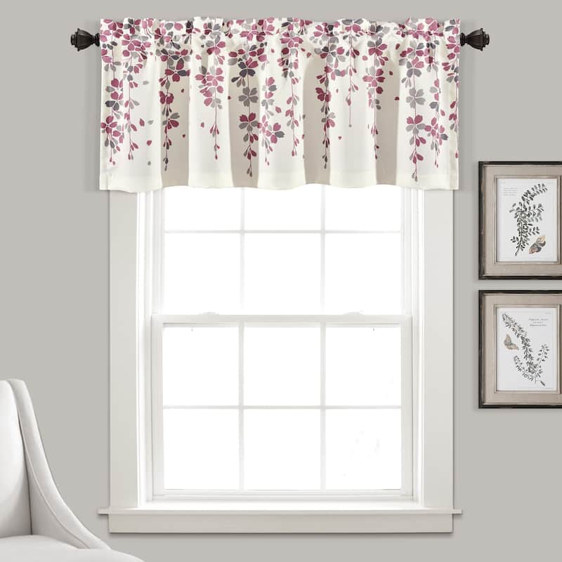 Lush Decor Weeping Flower Room Darkening Window Curtain Valance - 52x18 - Purple & Gray