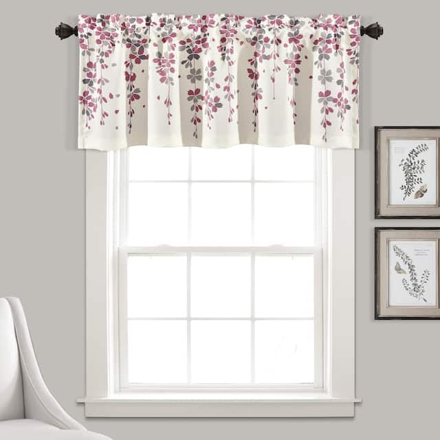 Lush Decor Weeping Flower Room Darkening Window Curtain Valance - 52x18 - Purple & Gray