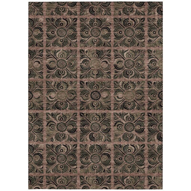HomeRoots Medallion Transitional Rectangle Outdoor Rug