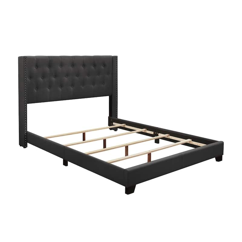 Morgan Dark Gray Fabric Upholstered Tufted Bed