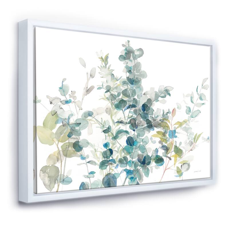 Designart "Eucalyptus Natural Element" Farmhouse Framed Canvas - Blue