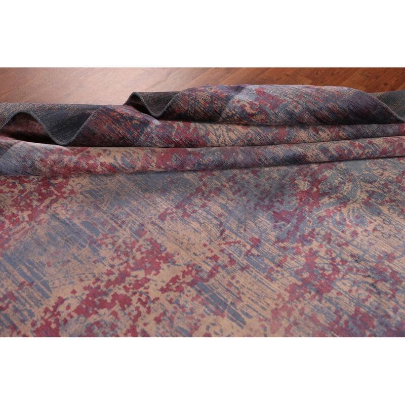 Contemporary Abstract Area Rug Handmade Indian Wool Carpet - 8'0"x 9'7"