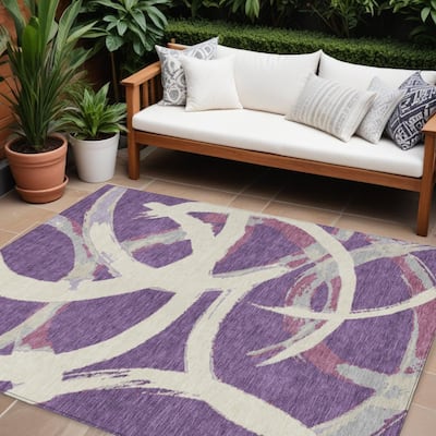 HomeRoots Abstract Transitional Rectangle Outdoor Rug