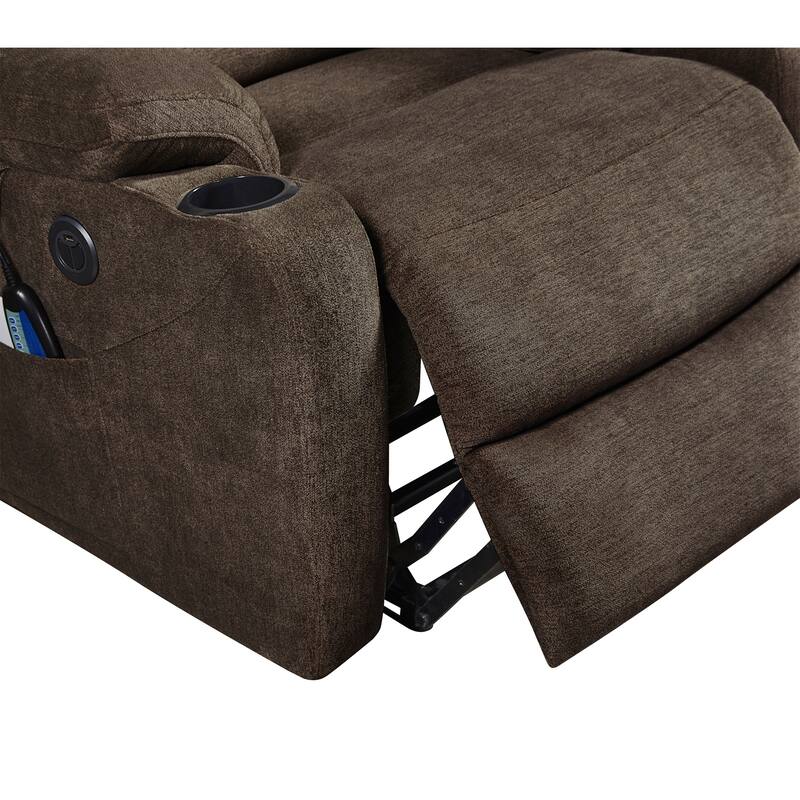 Liyasi Electric Power Lift Recliner Chair Sofa with Massage and Heat for Elderly, 3 Positions, 2 Side Pockets and Cup Holders, U