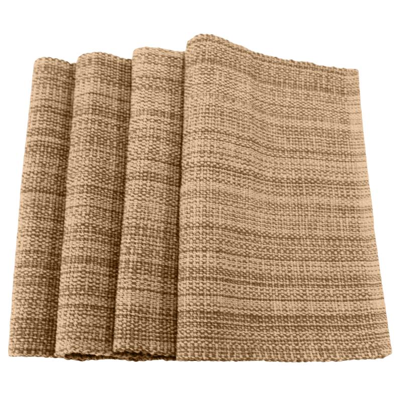 Fabstyles Casual Classic Set of 4 Thick Cotton Heavyweight Placemats - 13"x19" - Set of 4 - Mocha