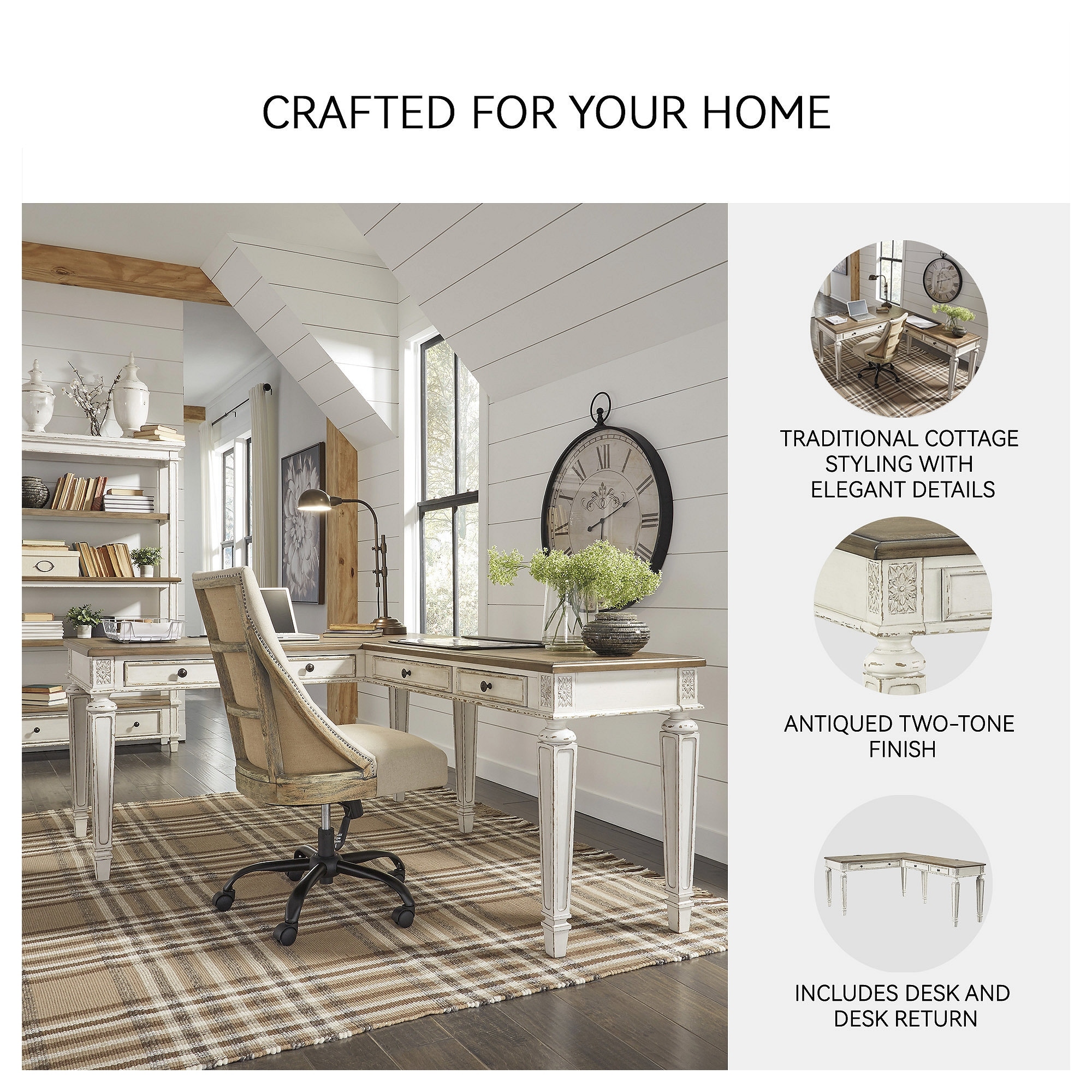 OSP Home Furnishings Country Lane 59.94-in Off-white L-shaped Desk at  Lowes.com, image size:2000x2000