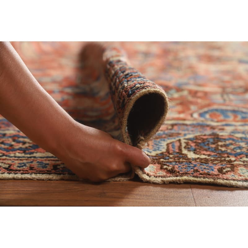 Hand Knotted Oriental 100% Wool Carpet Traditional Geometric Oranges & Rust Heriz (serapi) Area Rug - 11' 10'' X 9' 5''