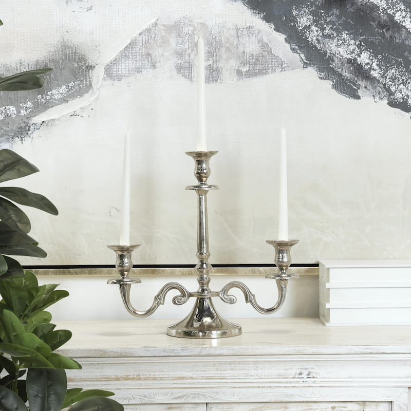 Aluminum Metal Scrolled Candelabra - Gold or Silver - Roche River Decor
