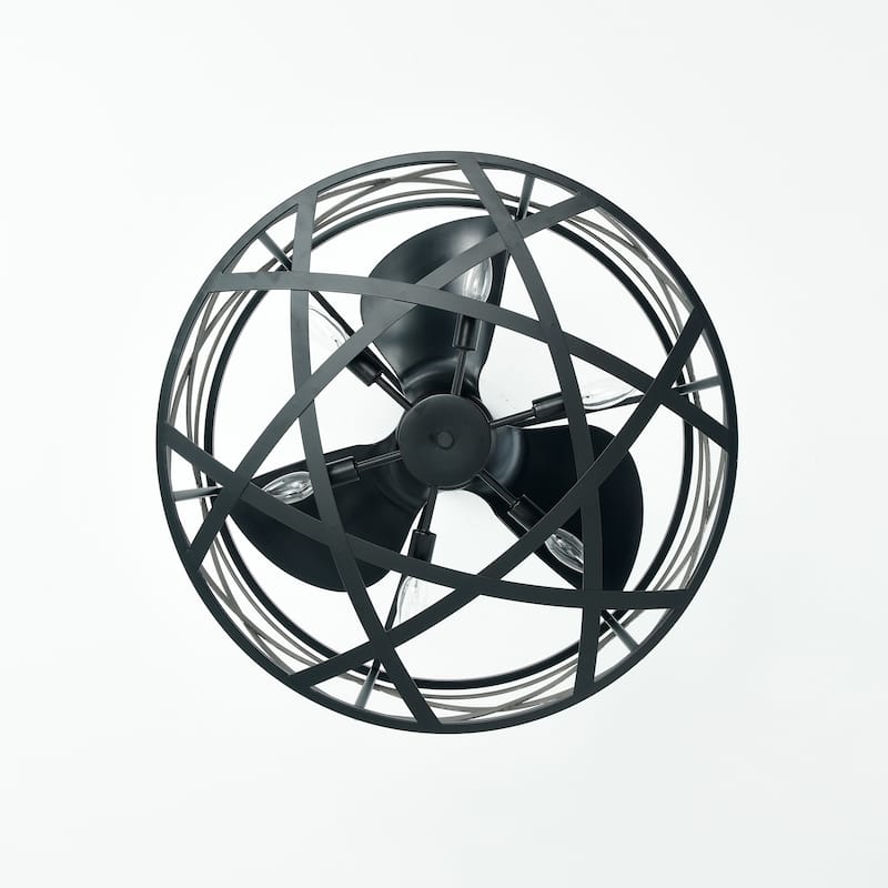 Adele 25-inch Matte Black and Faux Wood Grain 6 Lights 3 Blades Lighted Ceiling Fan with Remote