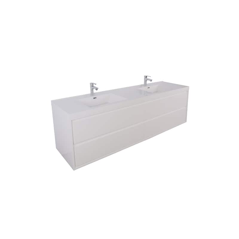 Sage 60" wall mounted bathroom vanity with double basin acrylic top