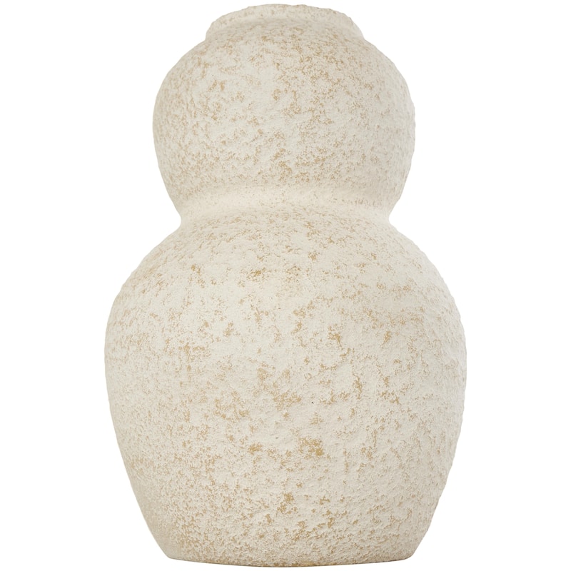 Ceramic Hourglass Textured Decorative Vase with Brown Distressing - Cream - Roche River Decor