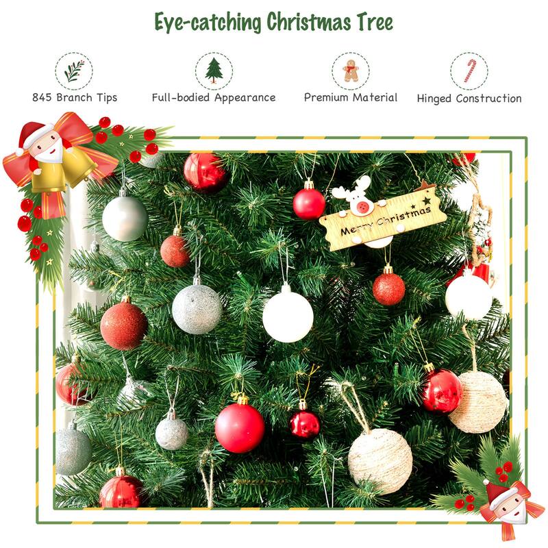 Gymax 6/7/8 FT Pre-lit Artificial Christmas Tree Hinged Xmas Tree w/ 9 - See Details