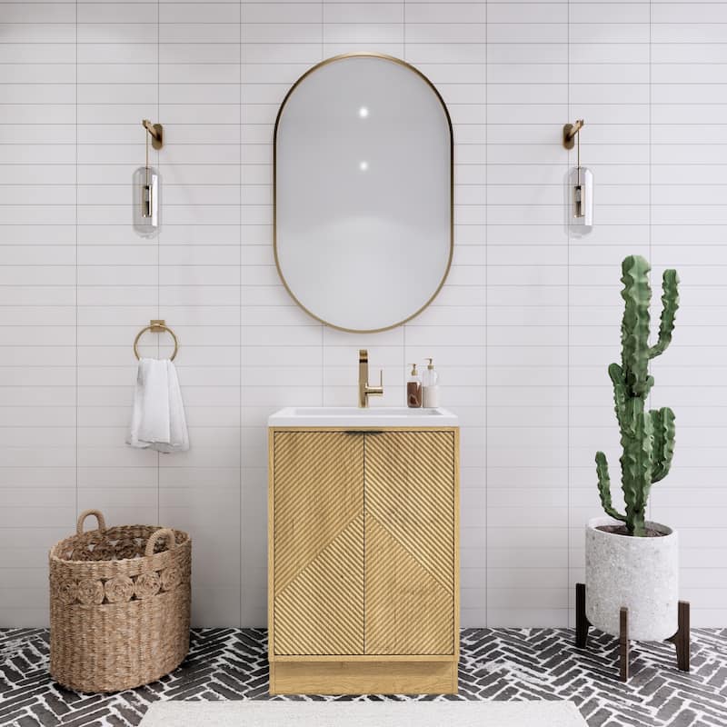 Milano 24" Freestanding Bathroom Vanity with White Acrylic Sink