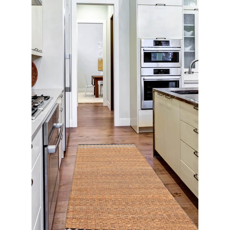 ECARPETGALLERY Braided Weave Palas Denizli Light Brown Jute Rug - 2'8 x 9'8