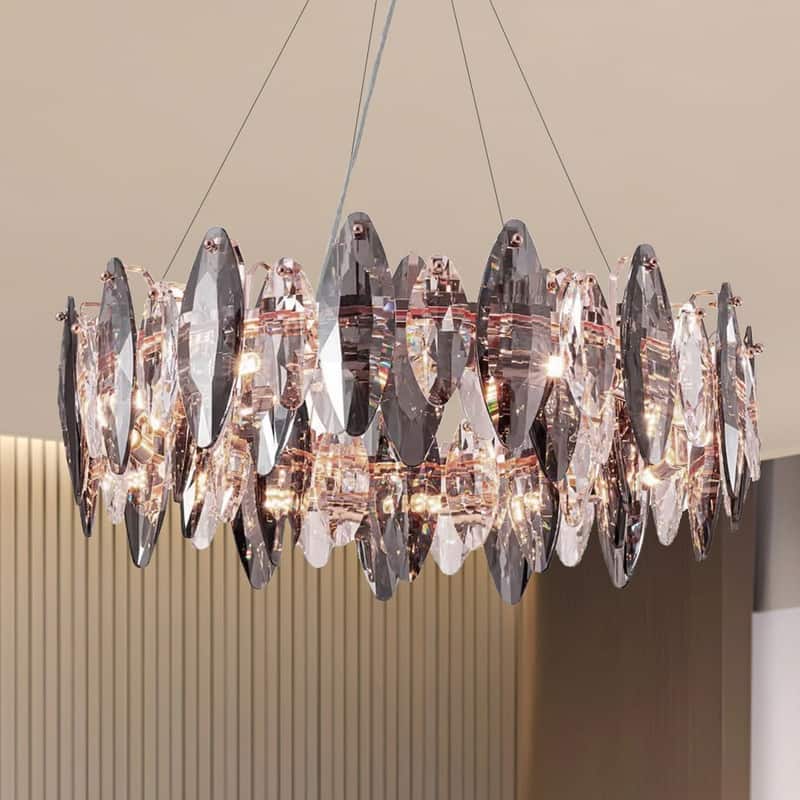 23.6 in. Crystal Raindrop Chandelier, 12-Light Luxury K9 Crystal Pendant light for Dining Room, Kitchen island