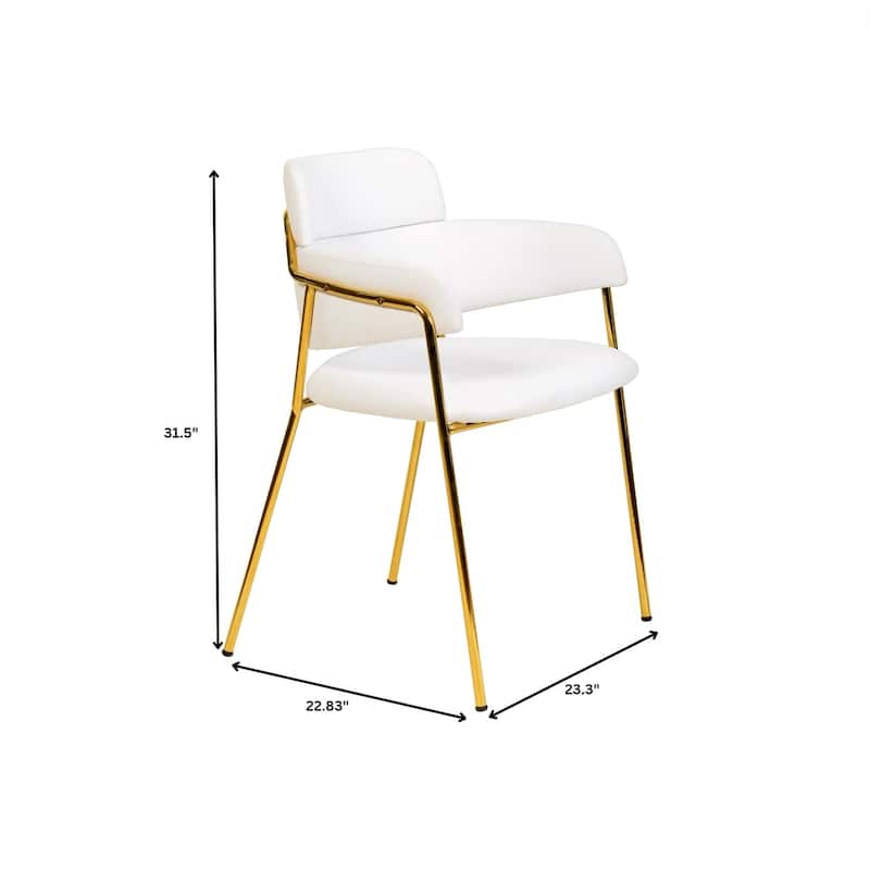 LeisureMod Axis Set of 2 Modern Upholstered Dining Chairs with Gold Stainless Steel Legs, Pair of Accent Side Chairs for Kitchen